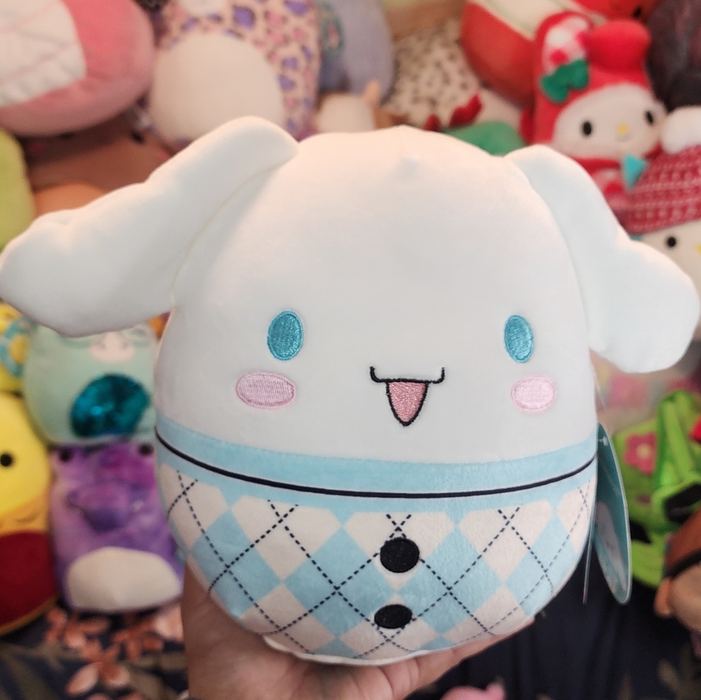 🎄 CINNAMOROLL 💙 Blue Plaid Sanrio Hello Kitty X Squishmallow Christmas 2023